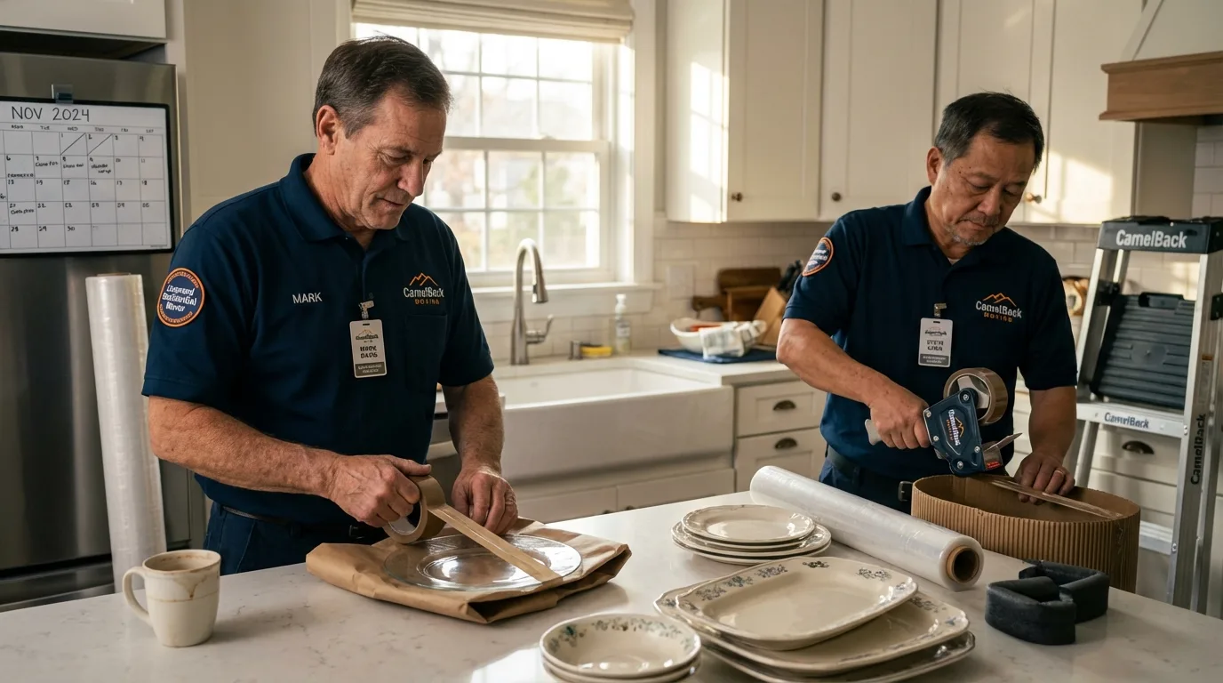 Professional crew packing kitchen dishware in Pocomoke City, MD
